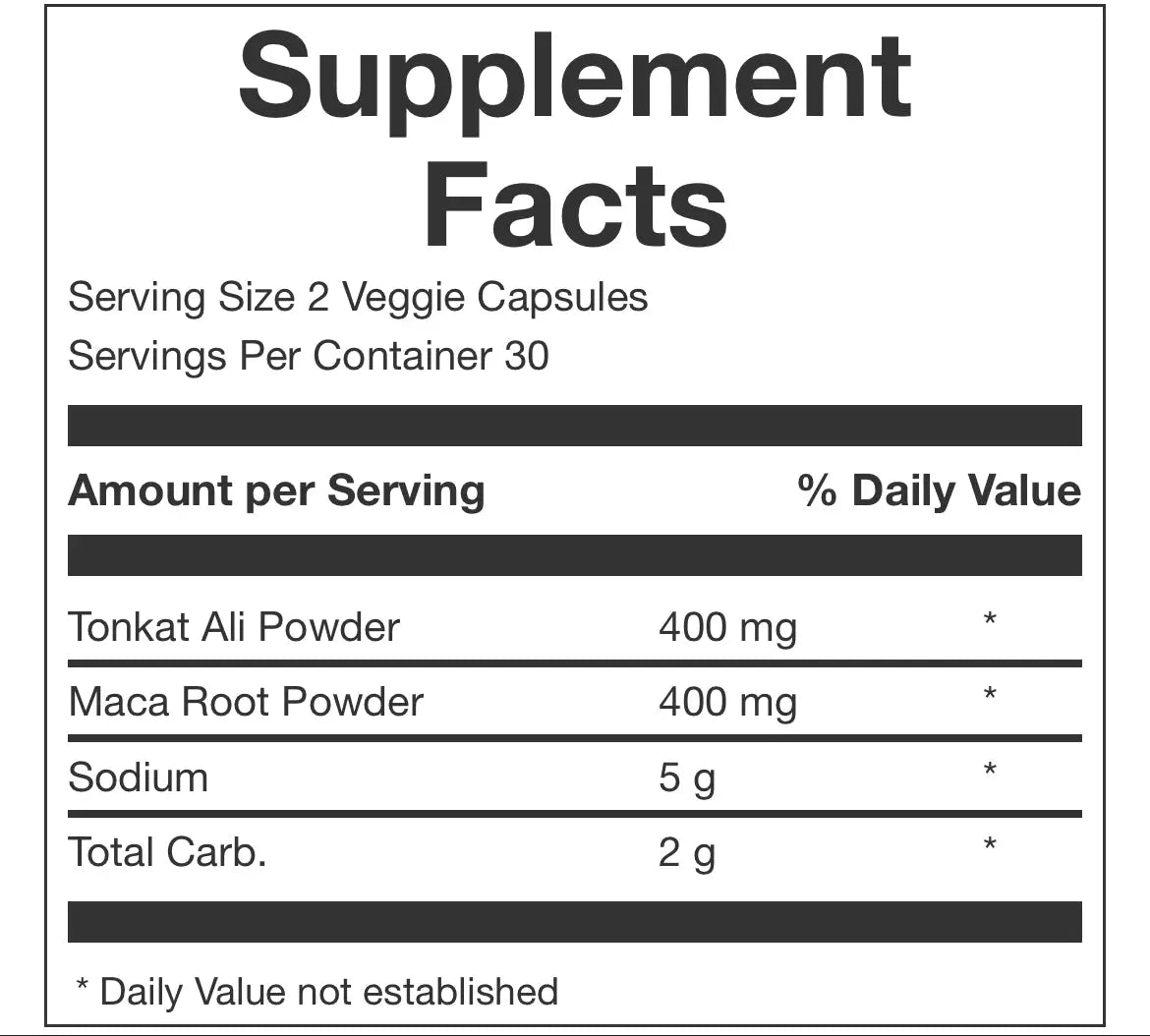 Maca/Tongkat Ali 60ct (800mg) - The Health Trap