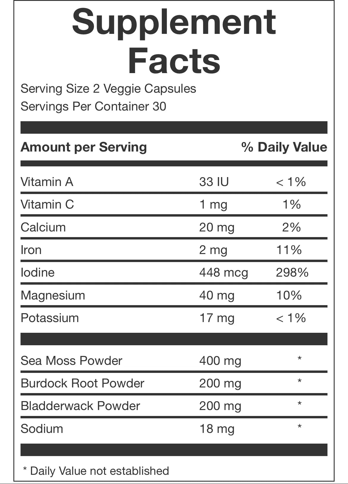 Sea moss Capsules 102 Minerals Complete - 60ct (800mg) - The Health Trap