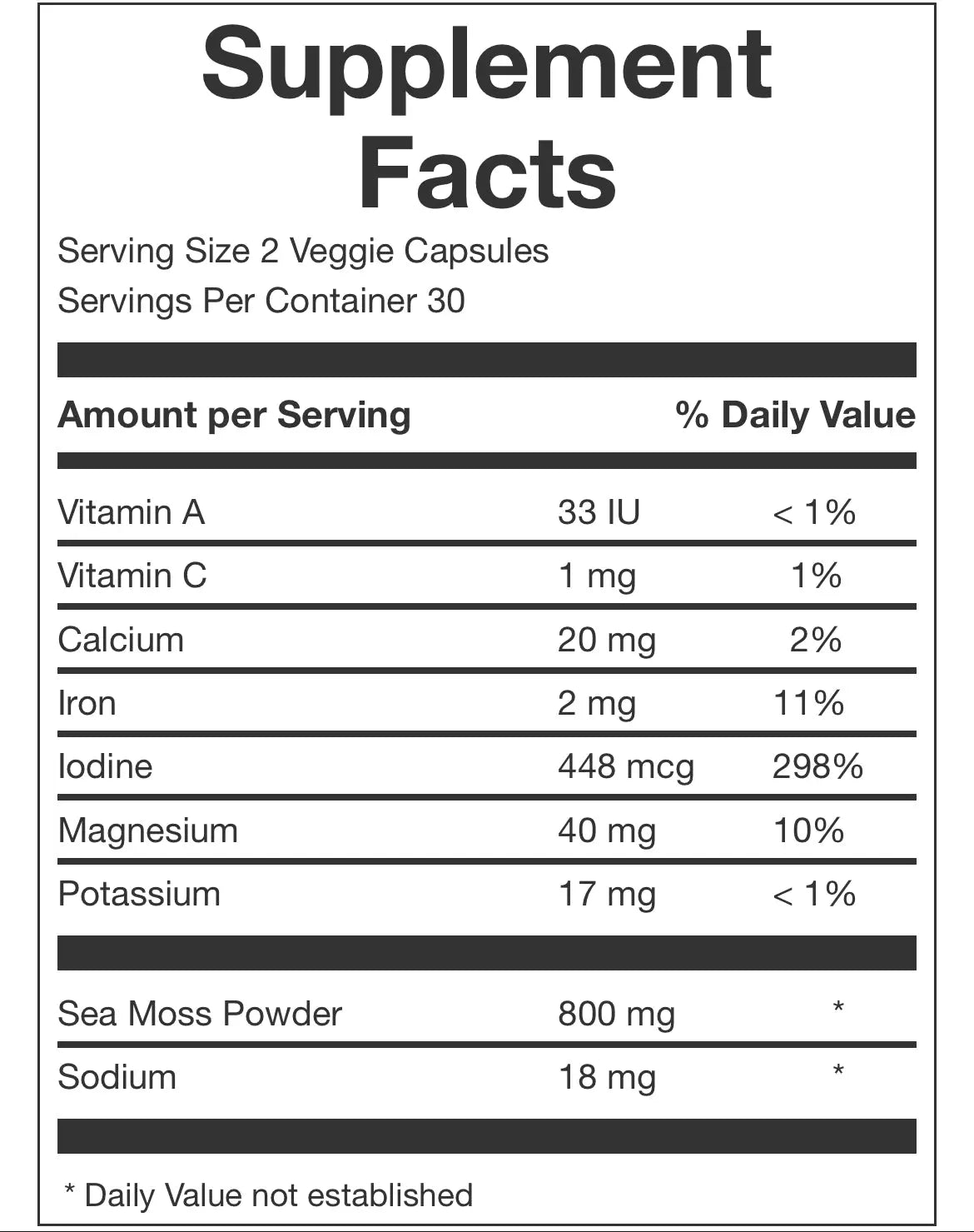 Sea Moss Capsules - 60ct (800mg) - The Health Trap